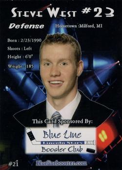 2009-10 Blue Line Booster Club Lincoln Stars (USHL) #21 Steve West Back