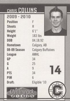 2009-10 Chilliwack Bruins (WHL) #NNO Chris Collins Back