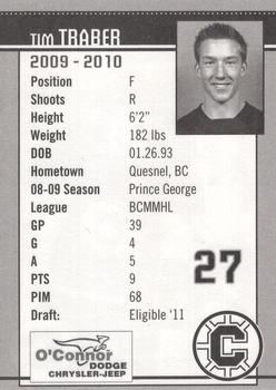 2009-10 Chilliwack Bruins (WHL) #NNO Tim Traber Back