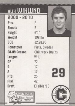 2009-10 Chilliwack Bruins (WHL) #NNO Alexander Viklund Back