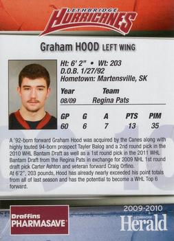 2009-10 Lethbridge Herald Lethbridge Hurricanes (WHL) #NNO Graham Hood Back