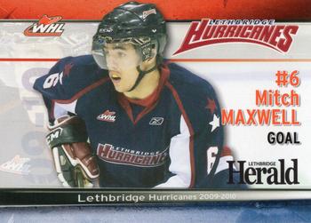 2009-10 Lethbridge Herald Lethbridge Hurricanes (WHL) #NNO Mitch Maxwell Front