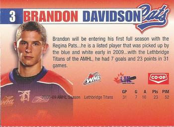 2009-10 Co-op Regina Pats (WHL) #5 Brandon Davidson Back