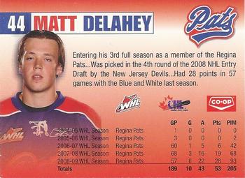 2009-10 Co-op Regina Pats (WHL) #6 Matt Delahey Back