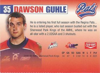 2009-10 Co-op Regina Pats (WHL) #10 Dawson Guhle Back