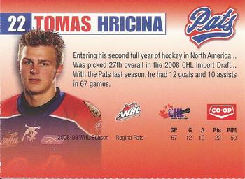 2009-10 Co-op Regina Pats (WHL) #13 Tomas Hricina Back