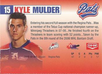 2009-10 Co-op Regina Pats (WHL) #20 Kyle Mulder Back