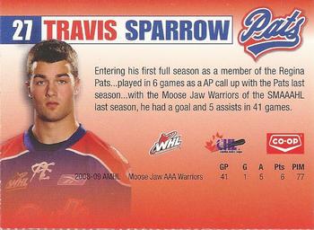 2009-10 Co-op Regina Pats (WHL) #25 Travis Sparrow Back