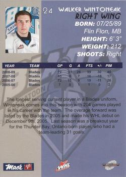 2009-10 Saskatoon Blades (WHL) #A-02 Walker Wintoneak Back