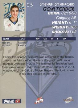 2009-10 Saskatoon Blades (WHL) #A-11 Steven Stanford Back