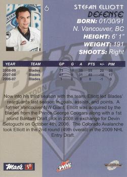 2009-10 Saskatoon Blades (WHL) #B-05 Stefan Elliott Back