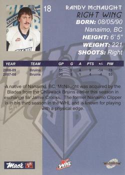 2009-10 Saskatoon Blades (WHL) #B-11 Randy McNaught Back