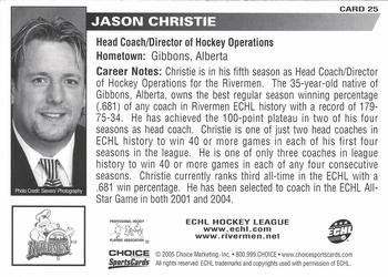 2004-05 Choice Peoria Rivermen (AHL) #25 Jason Christie Back