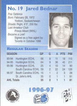 1996-97 Ultramar St. John's Maple Leafs (AHL) #NNO Jared Bednar Back