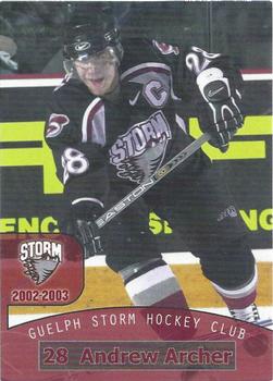 2002-03 M&T Printing Guelph Storm (OHL) #3 Andrew Archer Front