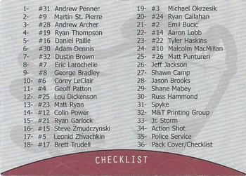 2002-03 M&T Printing Guelph Storm (OHL) #36 Checklist Back