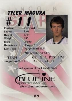 2002-03 Blueline Booster Club Lincoln Stars (USHL) #9 Tyler Magura Back