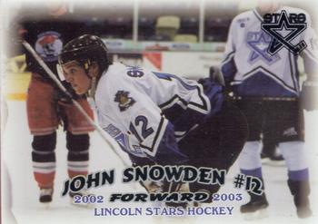 2002-03 Blueline Booster Club Lincoln Stars (USHL) #10 John Snowden Front