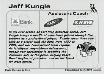 2002-03 Grandstand Austin Ice Bats (CHL) #NNO Jeff Kungle Back