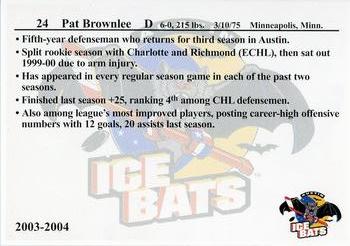 2003-04 KXAN-36/KLBJ-93.7 Austin Ice Bats (CHL) #NNO Patrick Brownlee Back