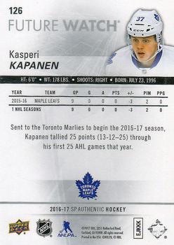 2016-17 SP Authentic #126 Kasperi Kapanen Back