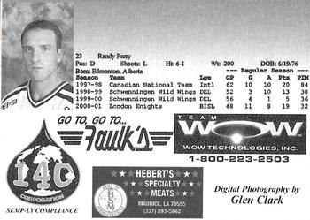 2001-02 Louisiana IceGators (ECHL) #NNO Randy Perry Back