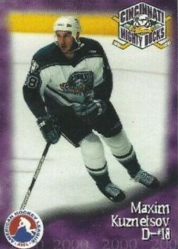 1999-00 Arnold Printing Cincinnati Mighty Ducks (AHL) #28 Maxim Kuznetsov Front
