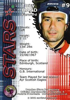 2001-02 Cardtraders Dundee Stars (EIHL) #4 Tony Hand Back