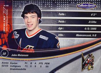 2003-04 Extreme Drummondville Voltigeurs (QMJHL) #15 Jules Melanson Back