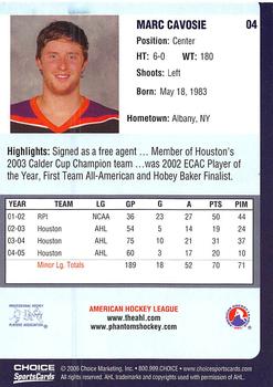 2005-06 Choice Philadelphia Phantoms (AHL) #4 Marc Cavosie Back