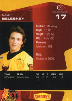 2005-06 Extreme Belleville Bulls (OHL) #1 Matt Beleskey Back