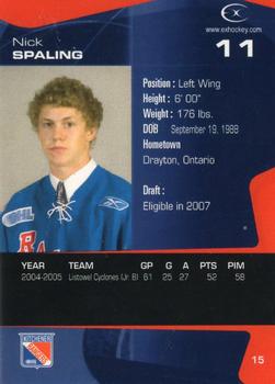 2005-06 Extreme Kitchener Rangers (OHL) #15 Nick Spaling Back