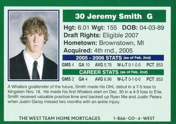 2005-06 Plymouth Whalers (OHL) #B-03 Jeremy Smith Back