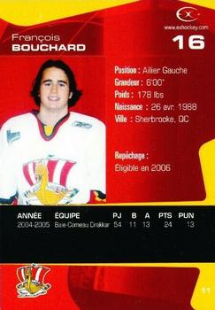 2005-06 Extreme Baie-Comeau Drakkar (QMJHL) #11 Francois Bouchard Back