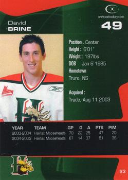 2005-06 Extreme Halifax Mooseheads (QMJHL) #23 David Brine Back