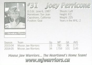 2005-06 Moose Jaw Warriors (WHL) #NNO Joey Perricone Back