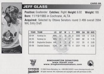 2006-07 Choice Binghamton Senators (AHL) 5th Anniversary #9 Jeff Glass Back