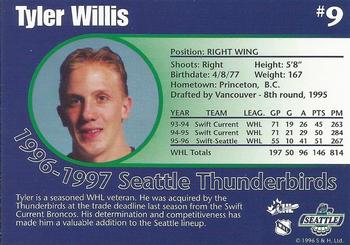 1996-97 Seattle Thunderbirds (WHL) #NNO Tyler Willis Back