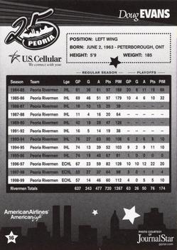 2006-07 Peoria Rivermen (AHL) 25 Greatest Rivermen #16 Doug Evans Back