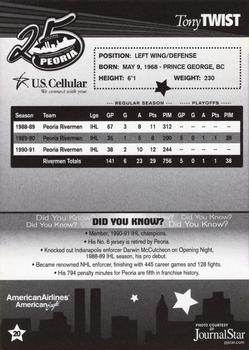 2006-07 Peoria Rivermen (AHL) 25 Greatest Rivermen #20 Tony Twist Back