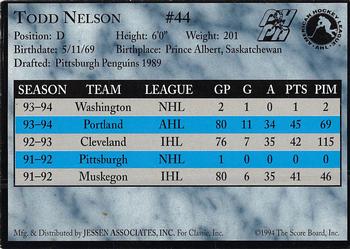 1994-95 Classic Portland Pirates (AHL) #NNO Todd Nelson Back