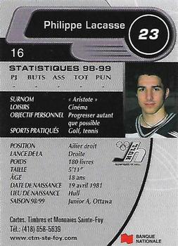 1999-00 Cartes, Timbres et Monnaies Sainte-Foy Hull Olympiques (QMJHL) #16 Philippe Lacasse Back