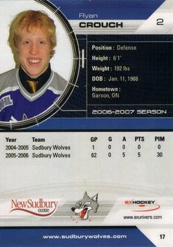 2006-07 Extreme Sudbury Wolves (OHL) #17 Ryan Crouch Back