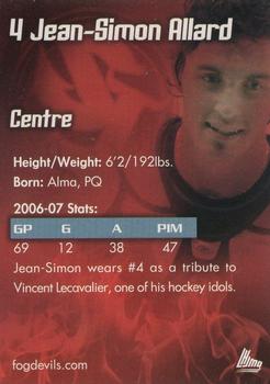 2006-07 St. John's Fog Devils (QMJHL) #2 Jean-Simon Allard Back