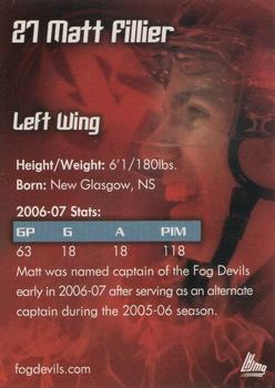 2006-07 St. John's Fog Devils (QMJHL) #10 Matt Fillier Back