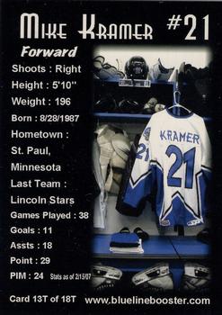 2006-07 Blueline Booster Club Lincoln Stars (USHL) Update #13-T Mike Kramer Back