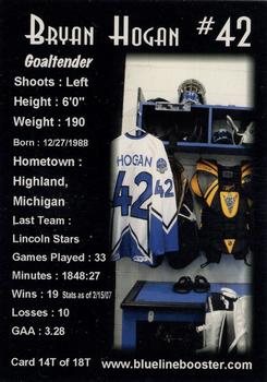 2006-07 Blueline Booster Club Lincoln Stars (USHL) Update #14-T Bryan Hogan Back
