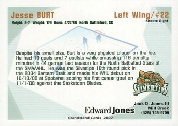 2006-07 Grandstand Everett Silvertips (WHL) #NNO Jesse Burt Back
