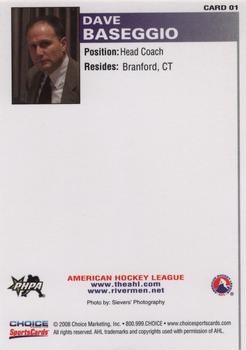 2007-08 Choice Peoria Rivermen (AHL) #1 Dave Baseggio Back