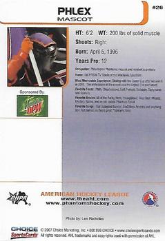 2007-08 Choice Philadelphia Phantoms (AHL) #26 Phlex Back